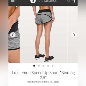 Lululemon size 6 Speed Up shorts